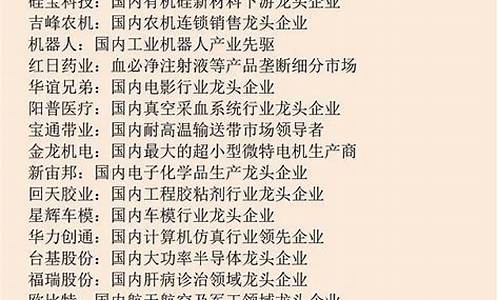 各行业龙头公司一览表(各行业龙头公司一览表排名)_https://www.brunchezvous.com_自驾游_第1张